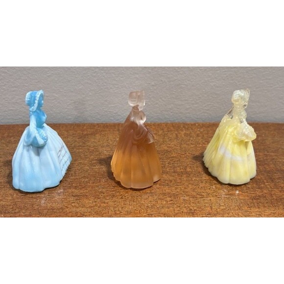 Three Vintage Boyd Art Glass Colonial Woman Doll LOT, Two Iridescents - Picture 2 of 14